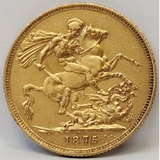AUSTRALIA 1875 . ONE 1 SOVEREIGN . SYDNEY . GOLD